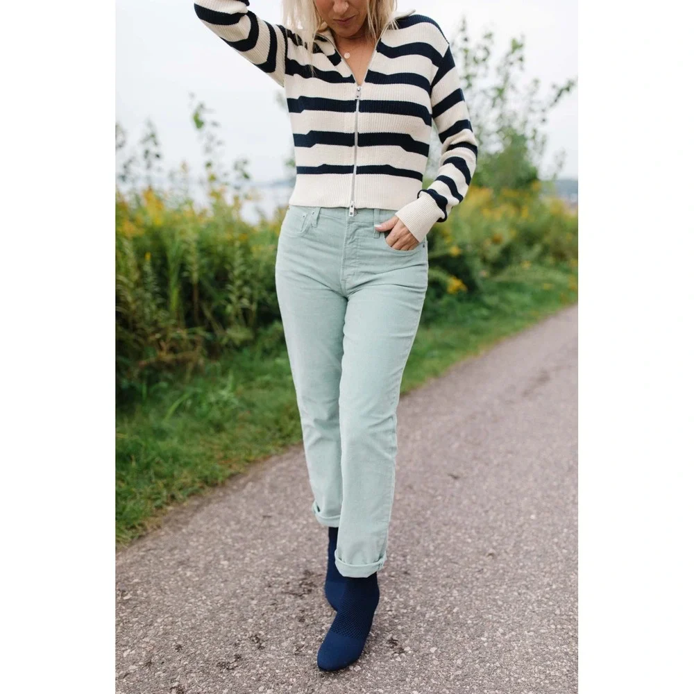 J.‎ Crew Vintage Sim-Straight Corduroy Pant Mint Green Size 32 Minimalist Preppy